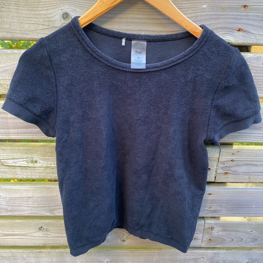 TNA slightly cropped terry cloth top